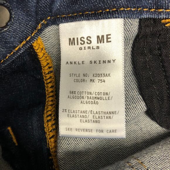Miss Me Girls Ankle Skinny Jeans On Streak 14 Girls High Rise - Picture 6 of 6